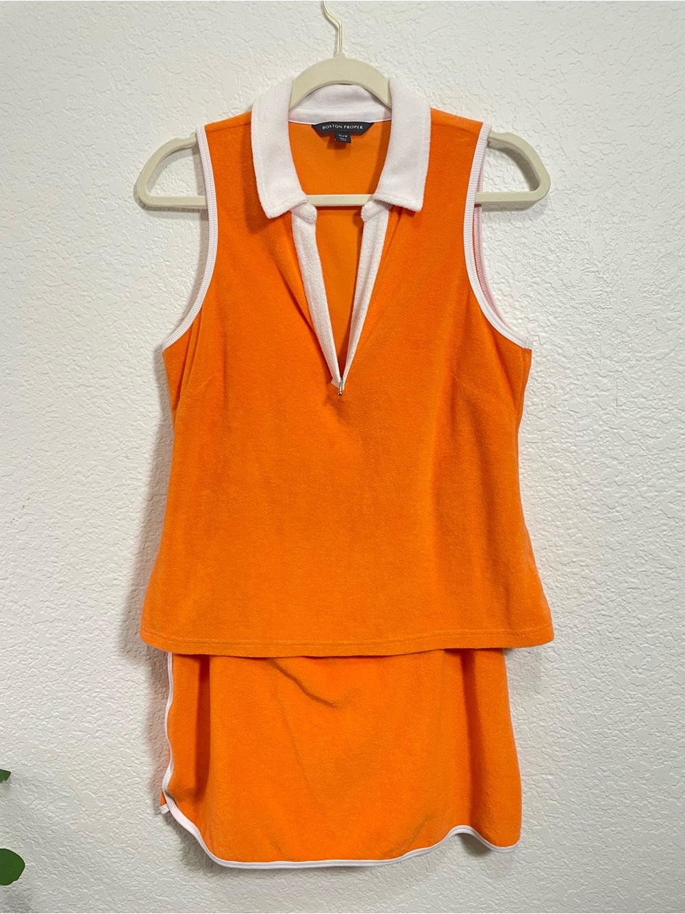 Boston Proper 2-Piece Terry Cloth Top & Skort Set Size M